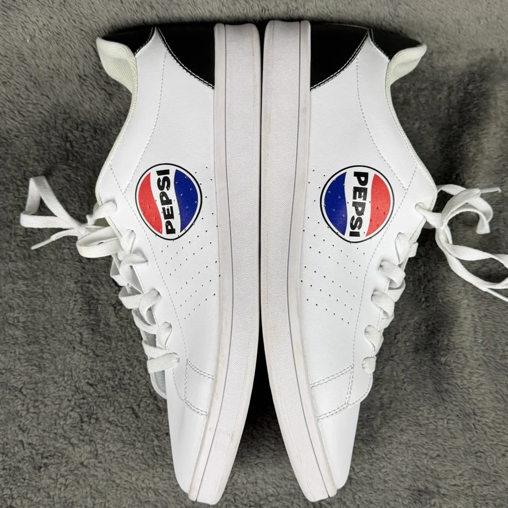 PEPSI Shoes Men’s 12 White Sneakers Lace Up Casual Athletic Retro Tennis Logo - Picture 9 of 12